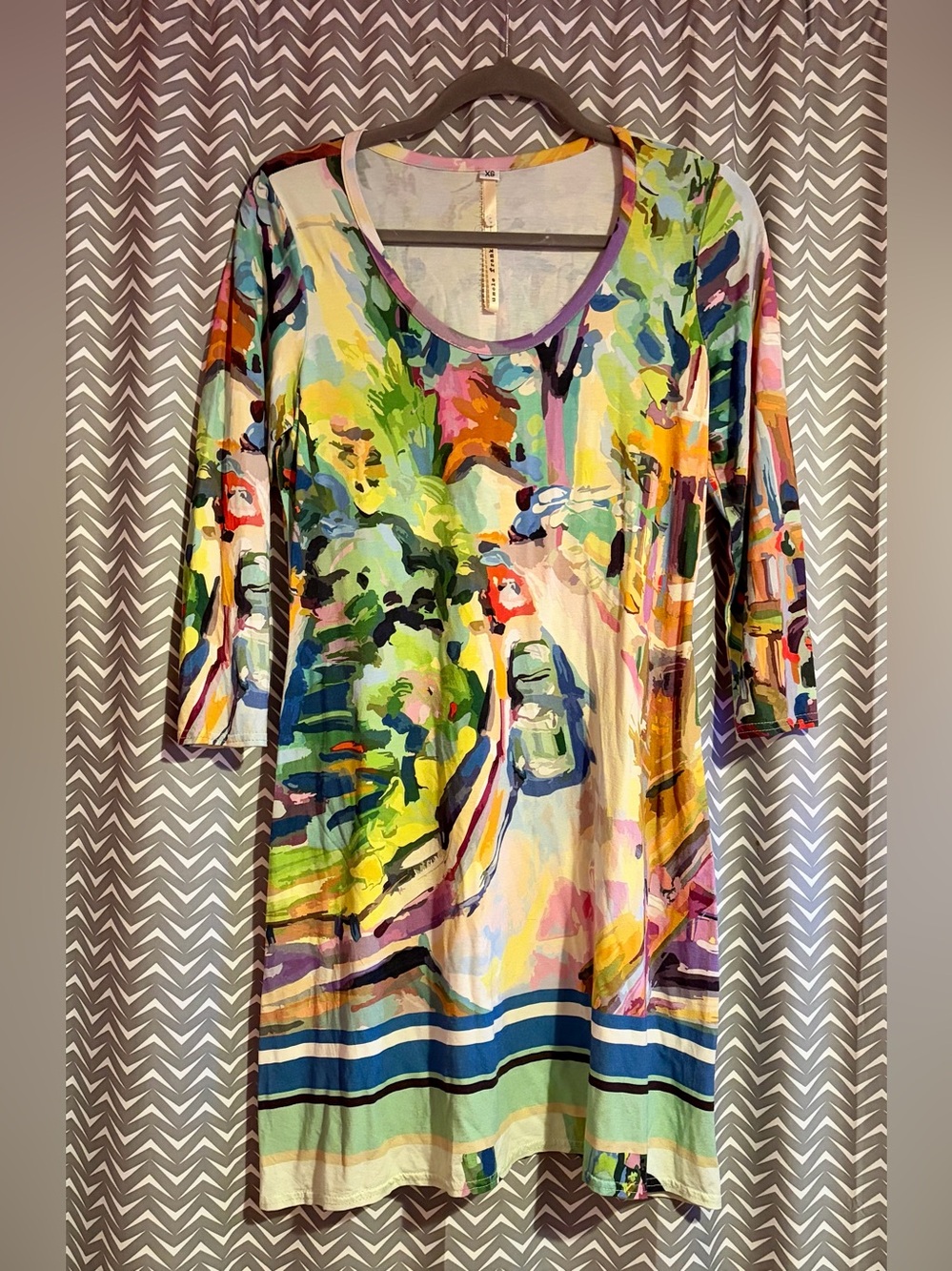 NWOT Uncle Frank | Watercolor Cityscape Print Tunic Dress, XS